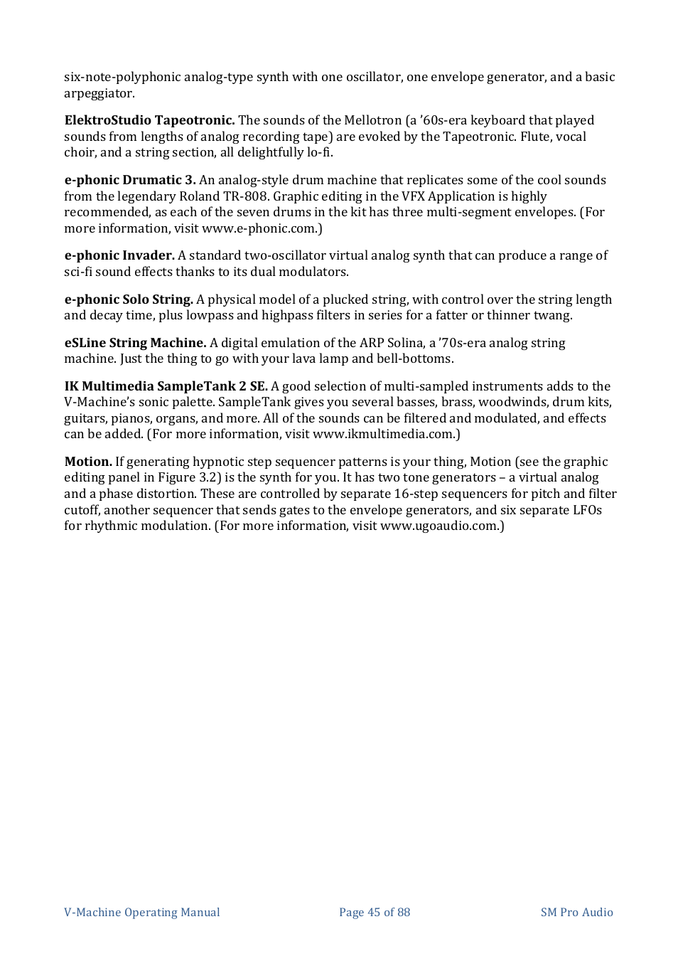 SM Pro Audio V-Machines User Manual | Page 45 / 88