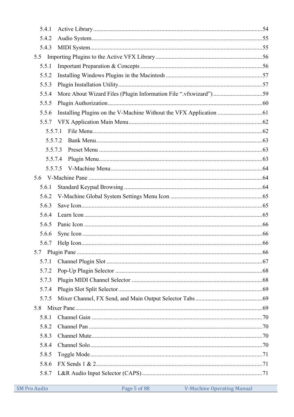 SM Pro Audio V-Machines User Manual | Page 5 / 88