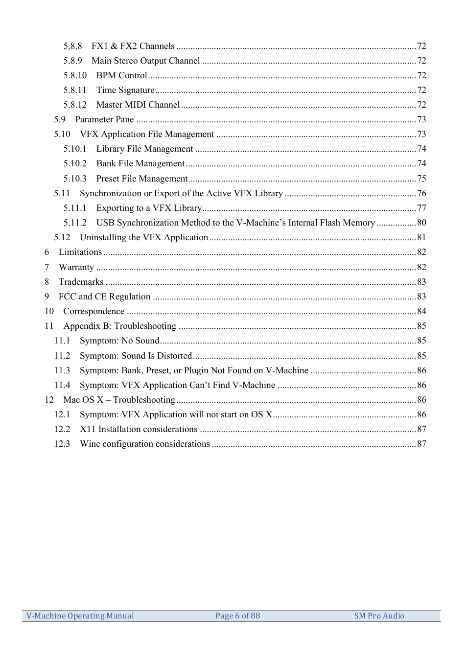 SM Pro Audio V-Machines User Manual | Page 6 / 88