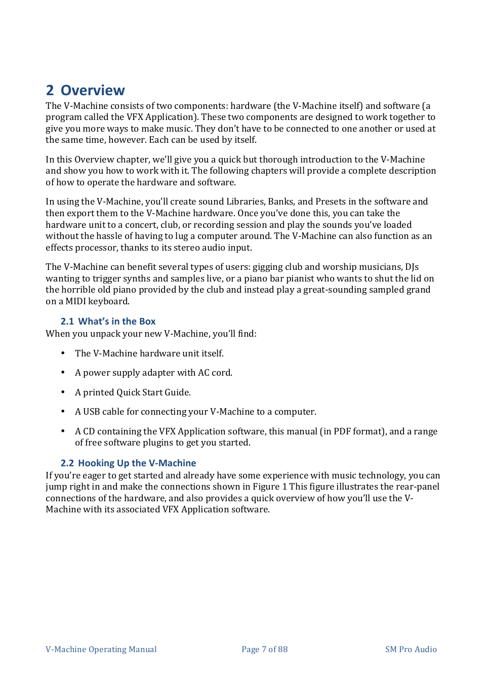 2 overview | SM Pro Audio V-Machines User Manual | Page 7 / 88