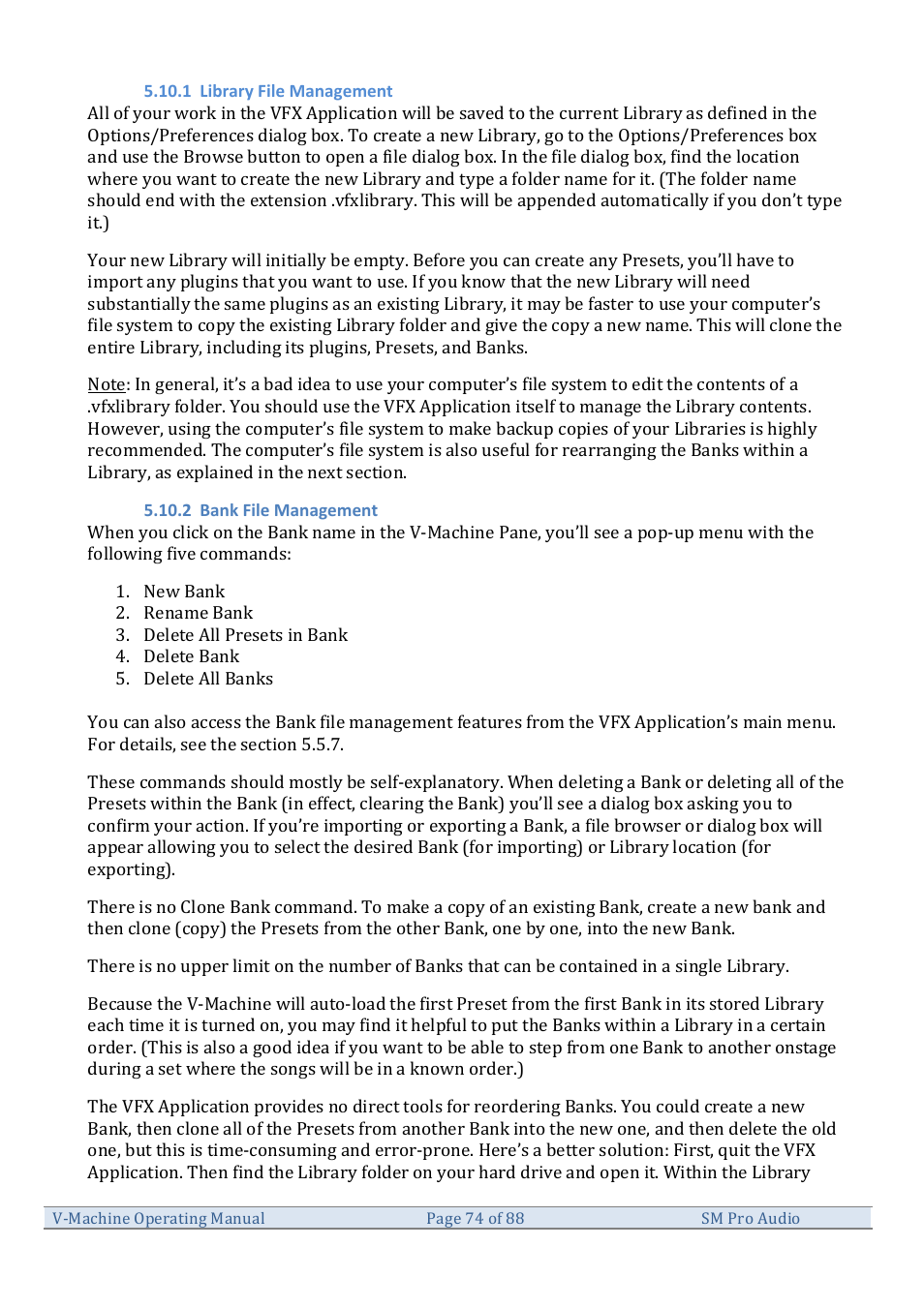 SM Pro Audio V-Machines User Manual | Page 74 / 88