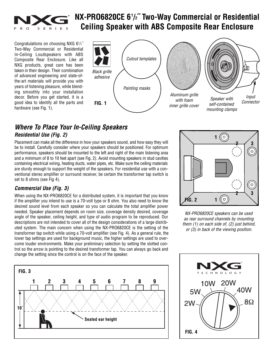 Where to place your in-ceiling speakers | NXG Technology NX-PRO6820CE User Manual | Page 2 / 4