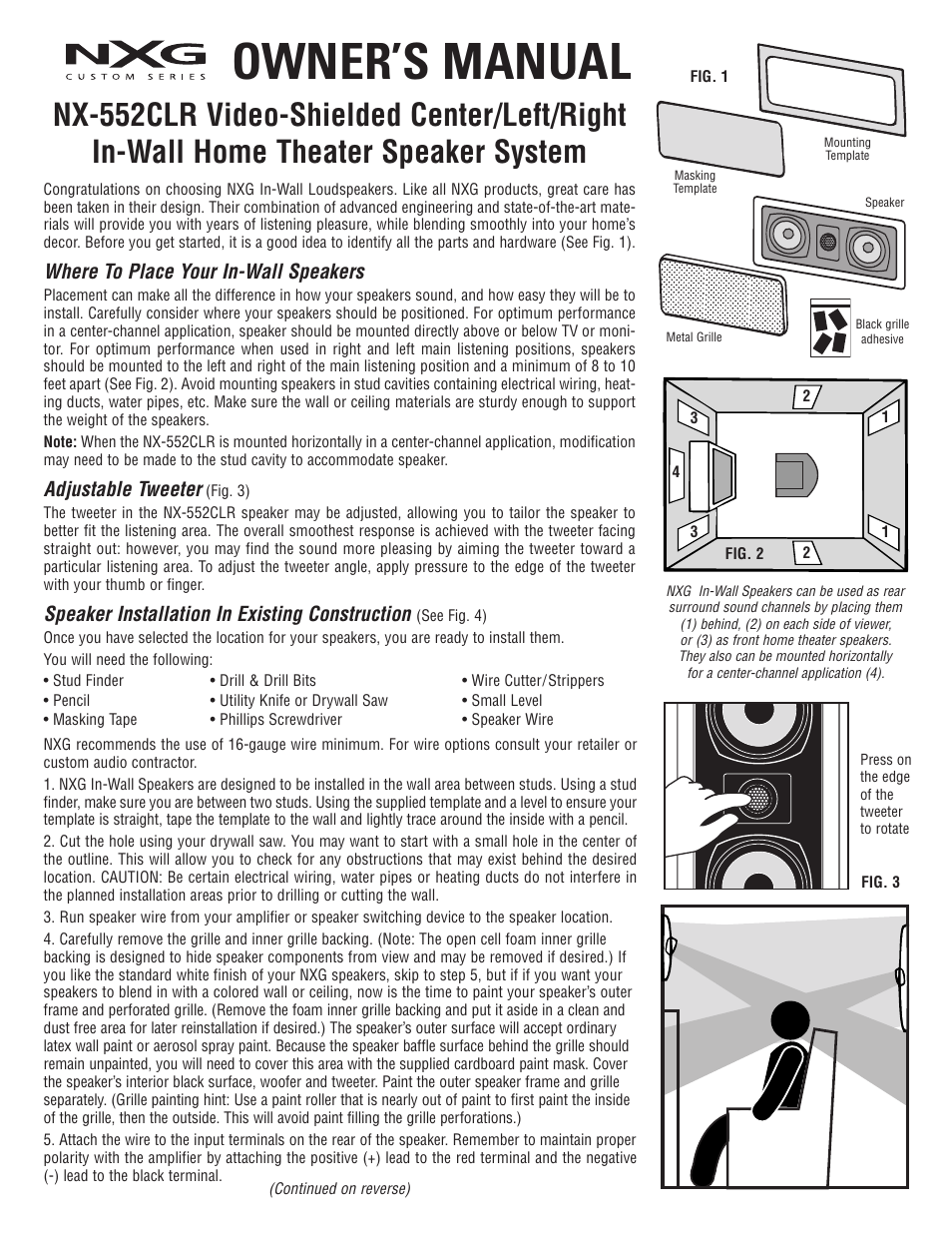 NXG Technology NX-552CLR User Manual | 2 pages