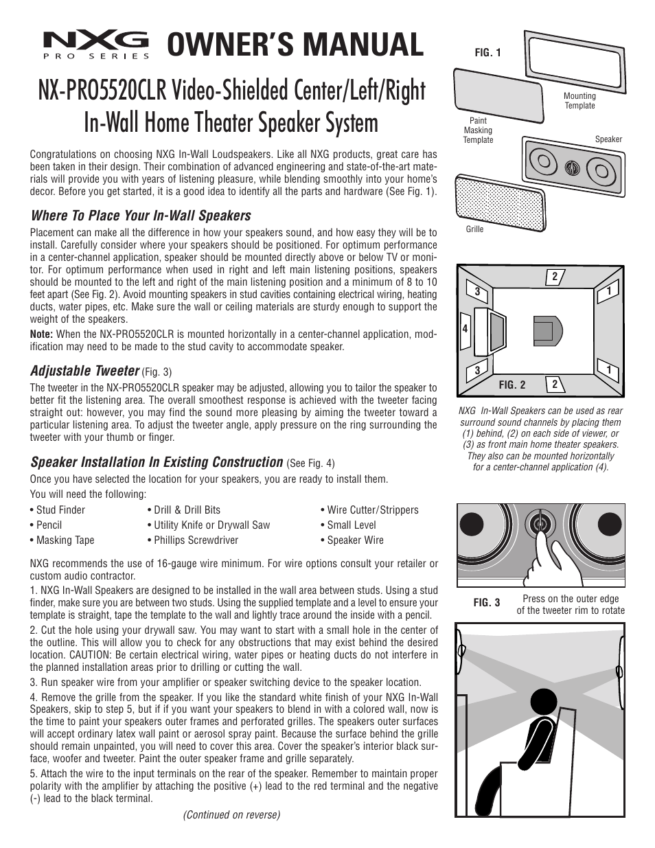 NXG Technology NX-PRO5520CLR User Manual | 2 pages