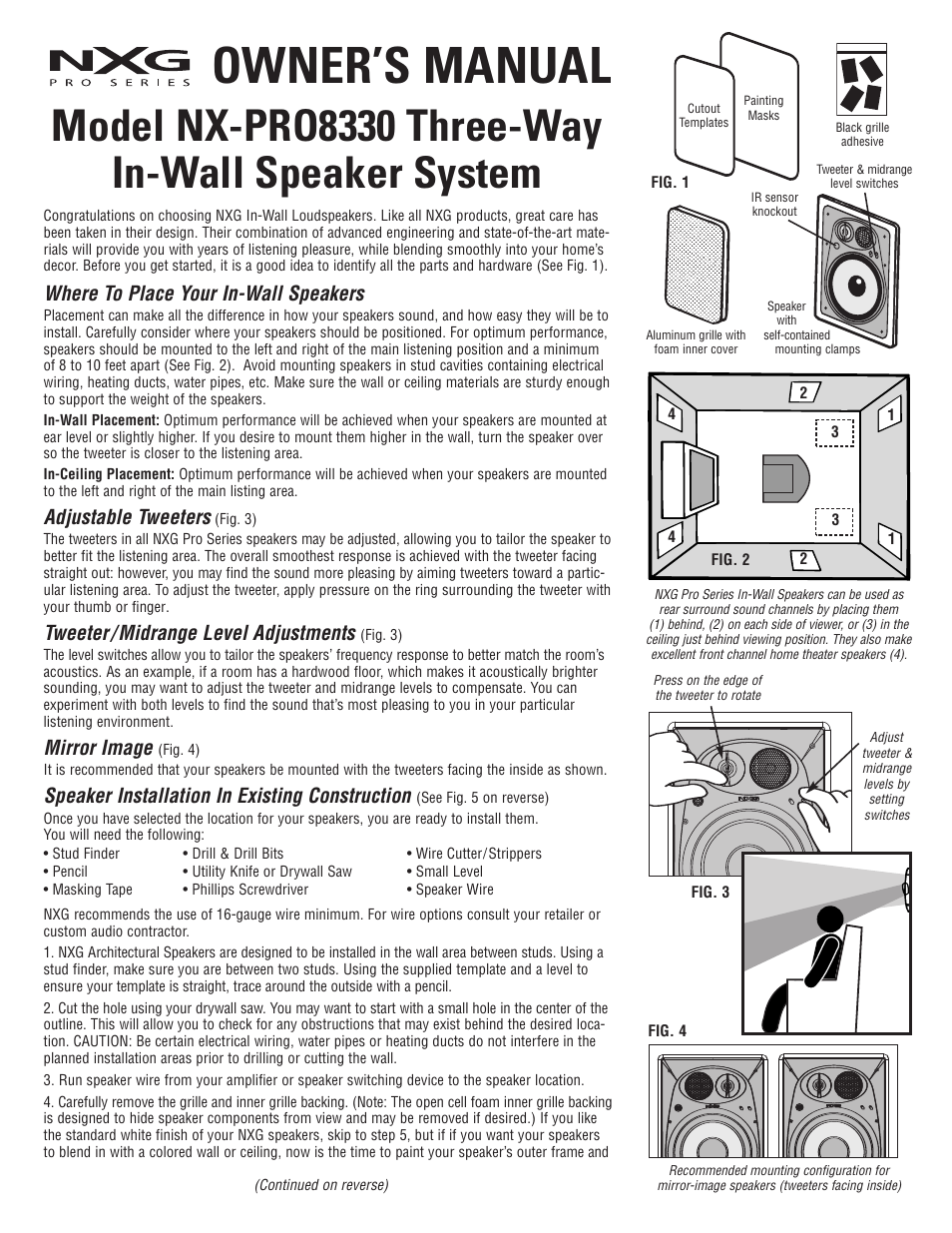 NXG Technology NX-PRO8330 User Manual | 2 pages