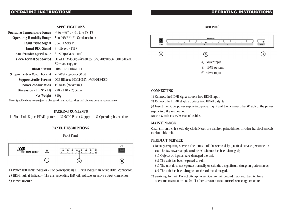 NXG Technology NX-HDMIS-1x8 - 1 x 8 Splitter User Manual | Page 2 / 2