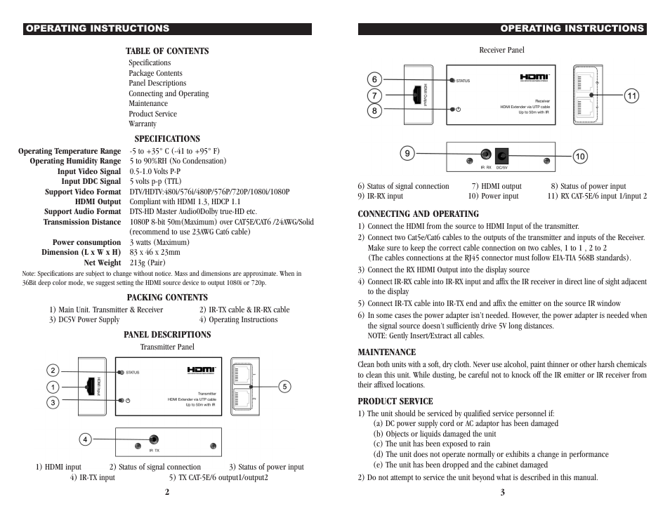 NXG Technology NX-HDMIX-IR-50 - HDMI over dual Cat5e/6/7 User Manual | Page 2 / 2