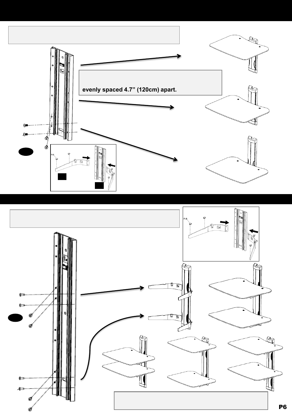 Step 2- attach shelf supports | NXG Technology NX-SHELF-2 User Manual | Page 6 / 12