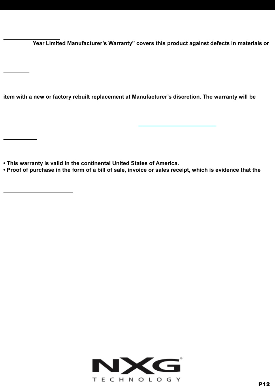 NXG Technology NX-MOUNT-TLT-L User Manual | Page 12 / 12