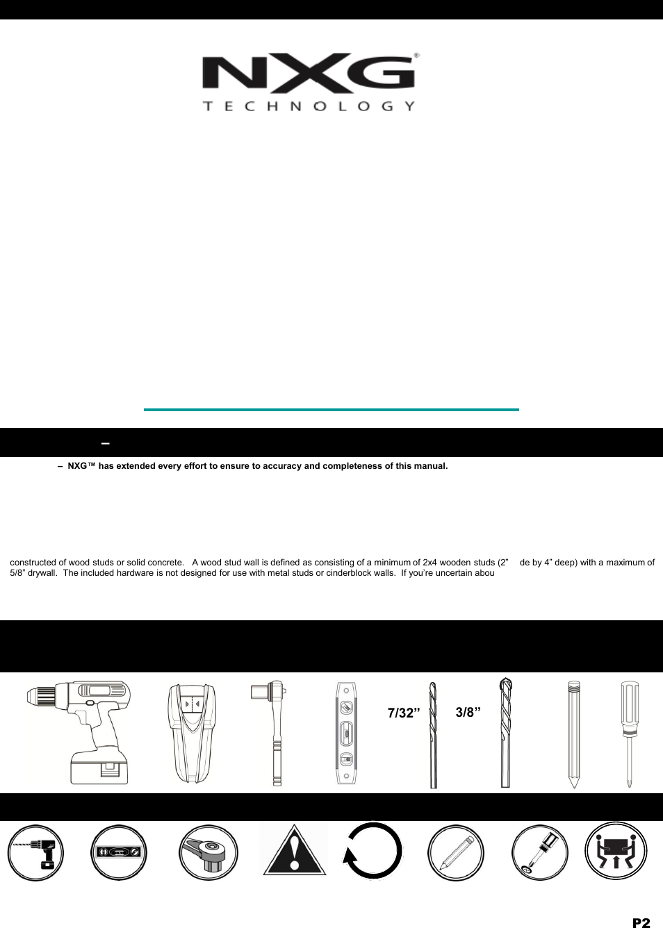 NXG Technology NX-MOUNT-TLT-L User Manual | Page 2 / 12