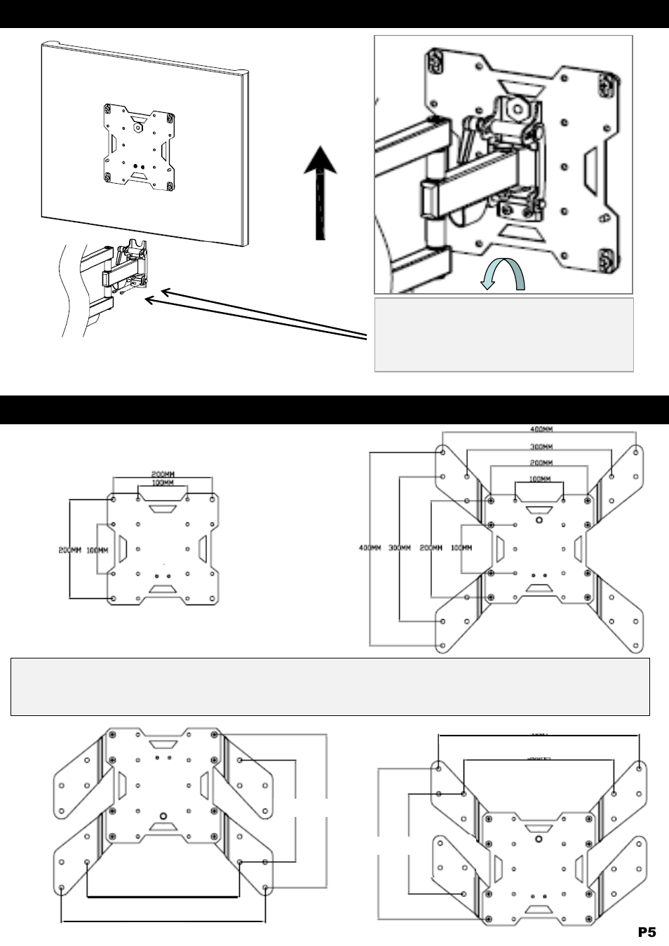 60 lbs, Step 1- remove vesa monitor plate from mount, Vesa monitor plate and adapters | NXG Technology NX-MOUNT-ART-M User Manual | Page 5 / 11