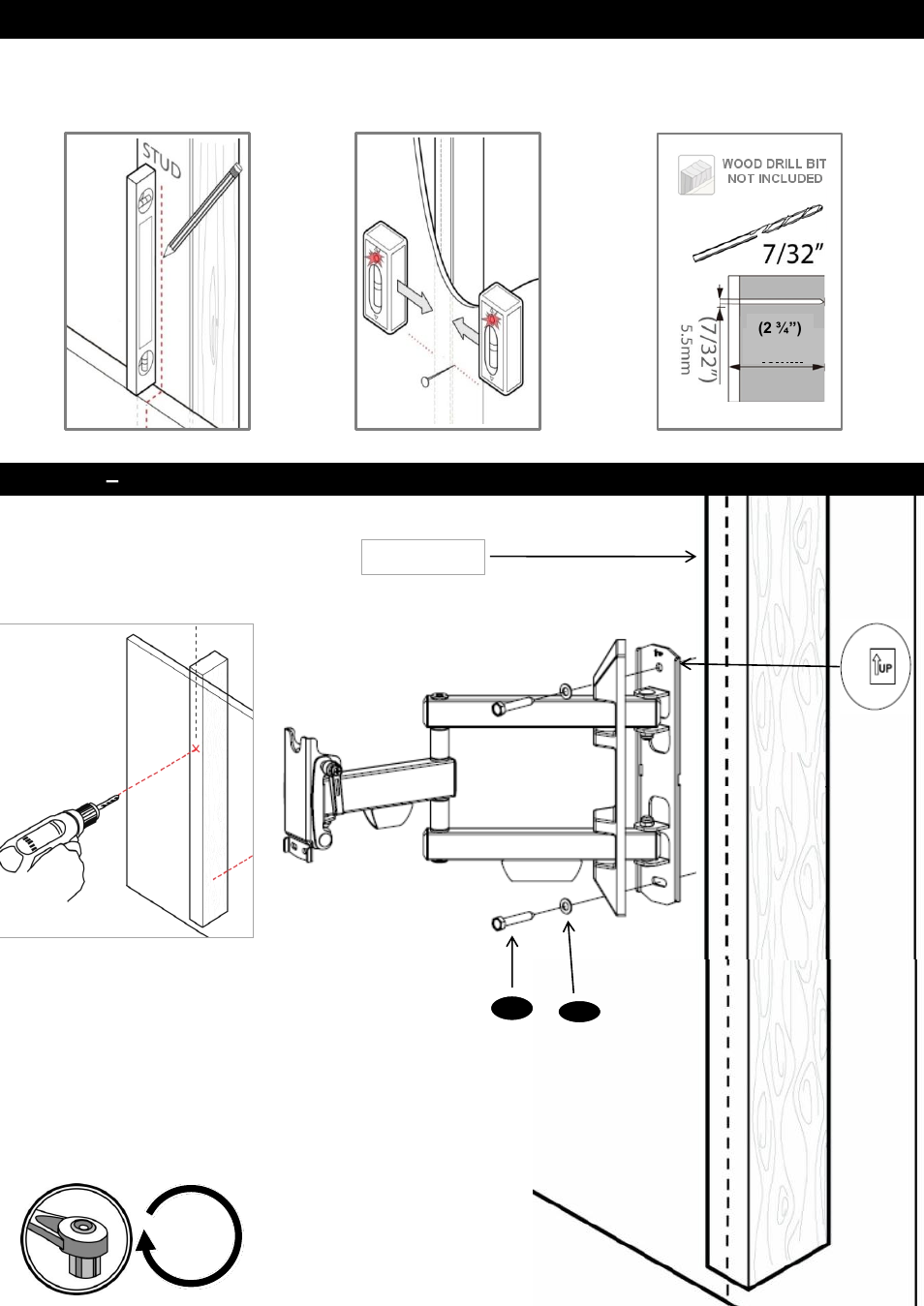Step 3a – drill pilot hole and mount wall plate | NXG Technology NX-MOUNT-ART-M User Manual | Page 8 / 11