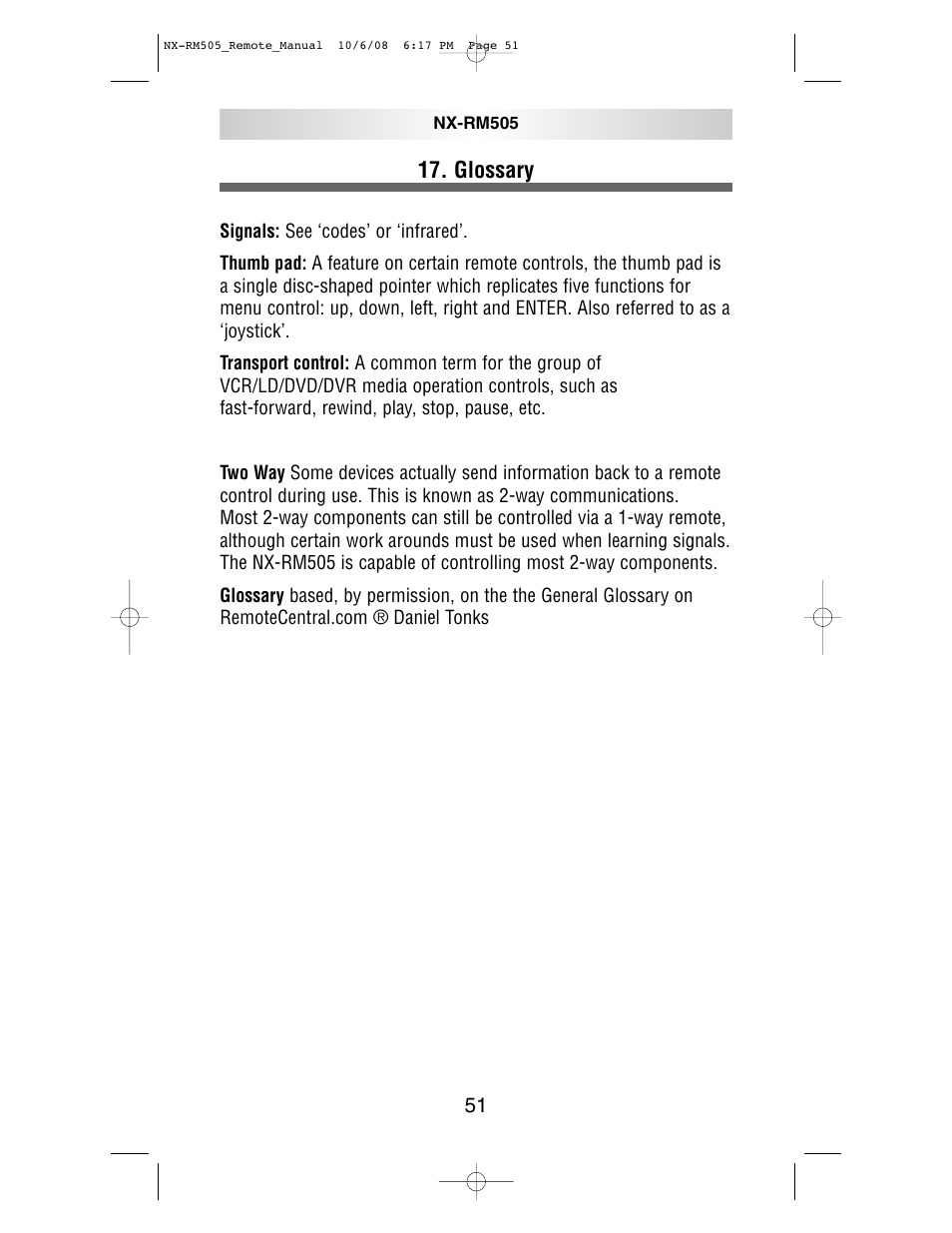 Glossary | NXG Technology NX-RM505 User Manual | Page 51 / 80