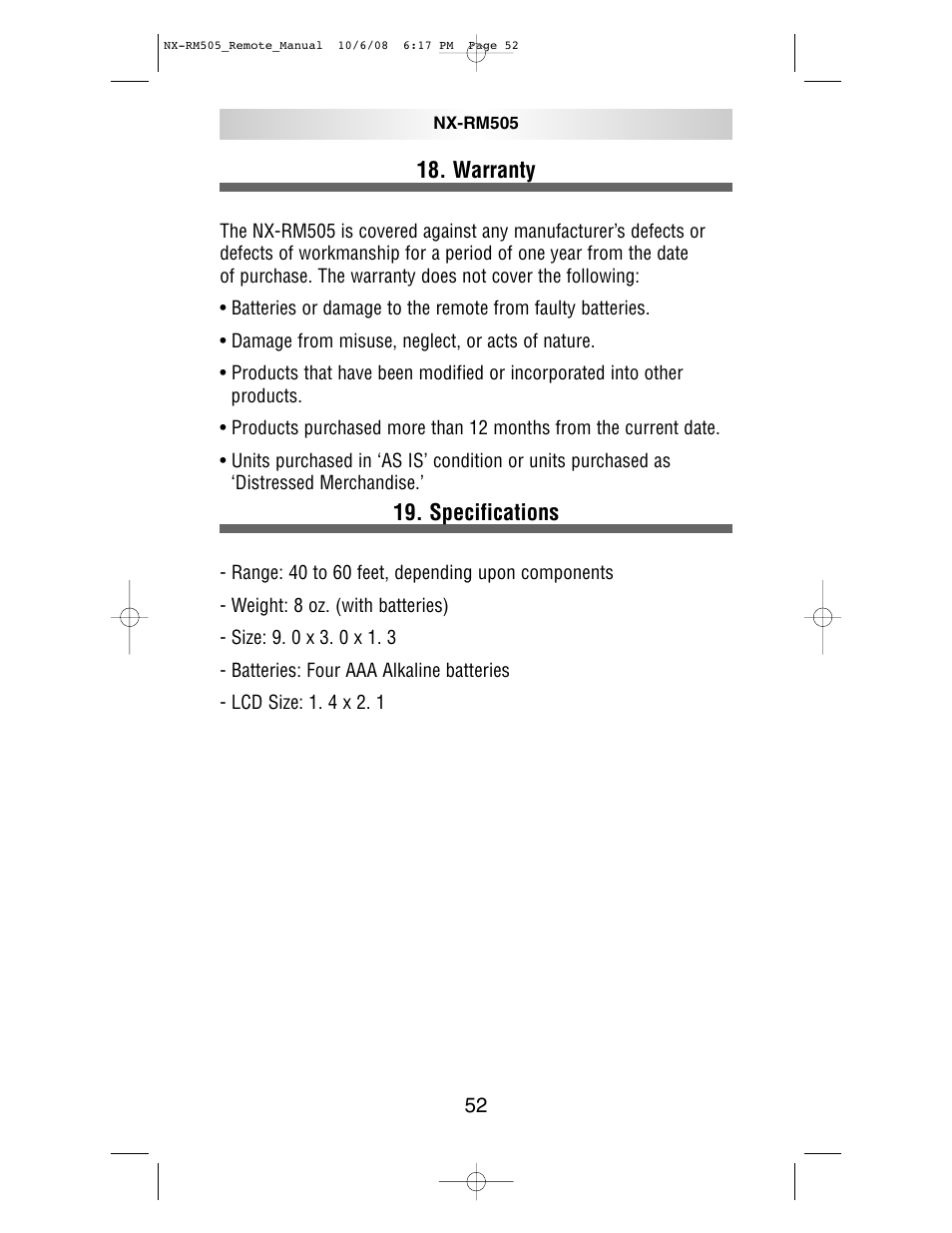 NXG Technology NX-RM505 User Manual | Page 52 / 80