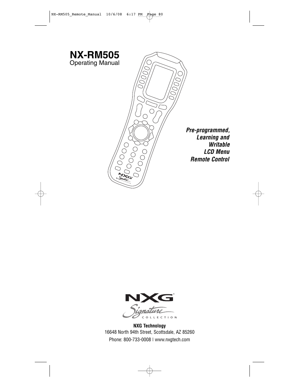 Nx-rm505 | NXG Technology NX-RM505 User Manual | Page 80 / 80