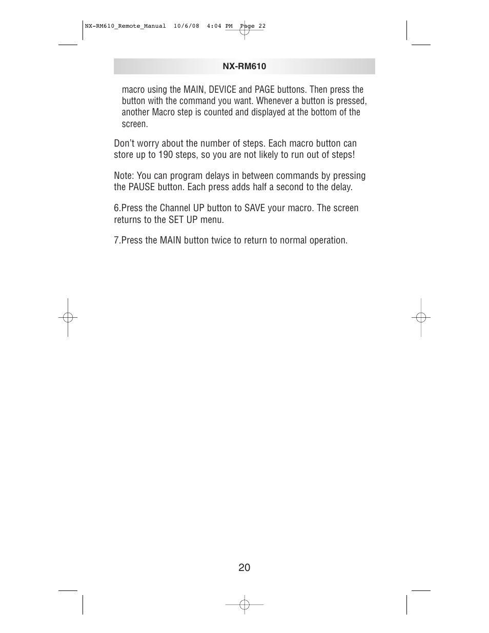 NXG Technology NX-RM610 User Manual | Page 22 / 66