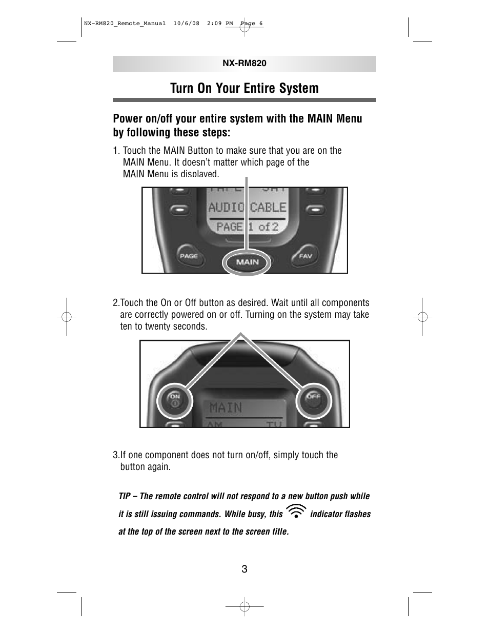 Turn on your entire system | NXG Technology NX-RM820 User Manual | Page 6 / 18