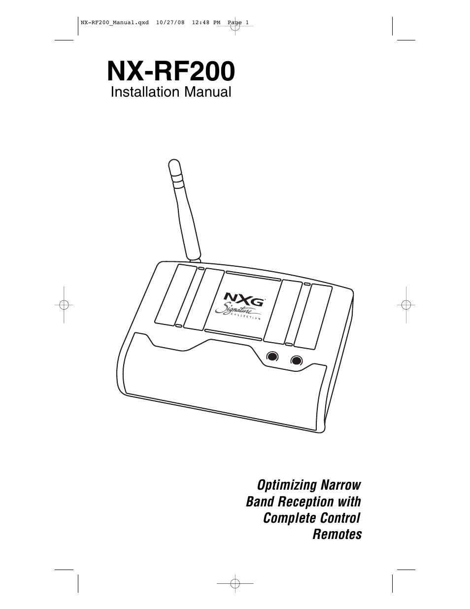 NXG Technology NX-RF200 User Manual | 16 pages