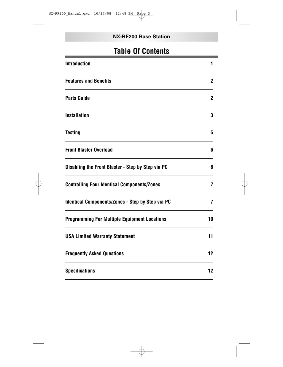 NXG Technology NX-RF200 User Manual | Page 3 / 16