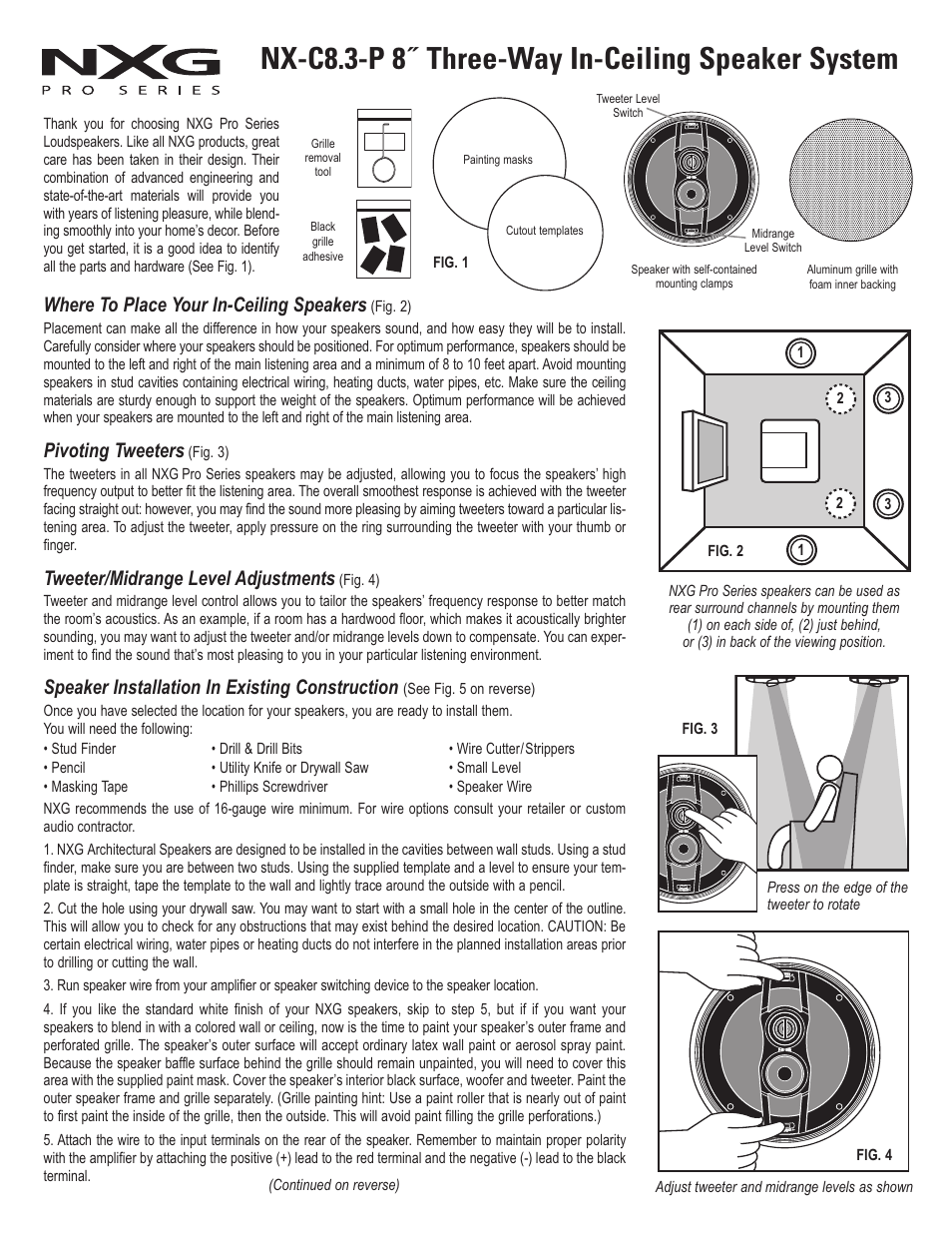 NXG Technology NX-C8.3-P User Manual | 2 pages