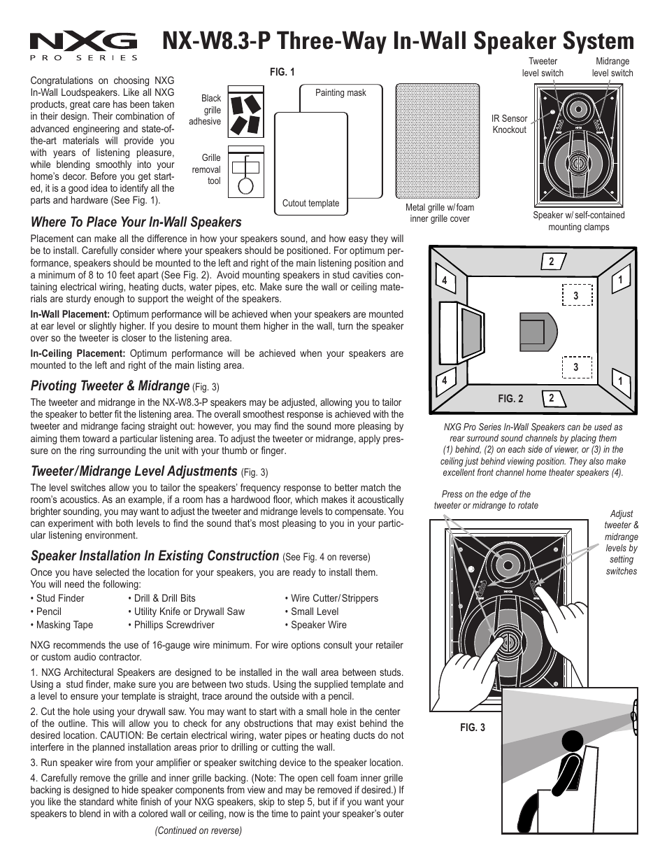 NXG Technology NX-W8.3-P User Manual | 2 pages