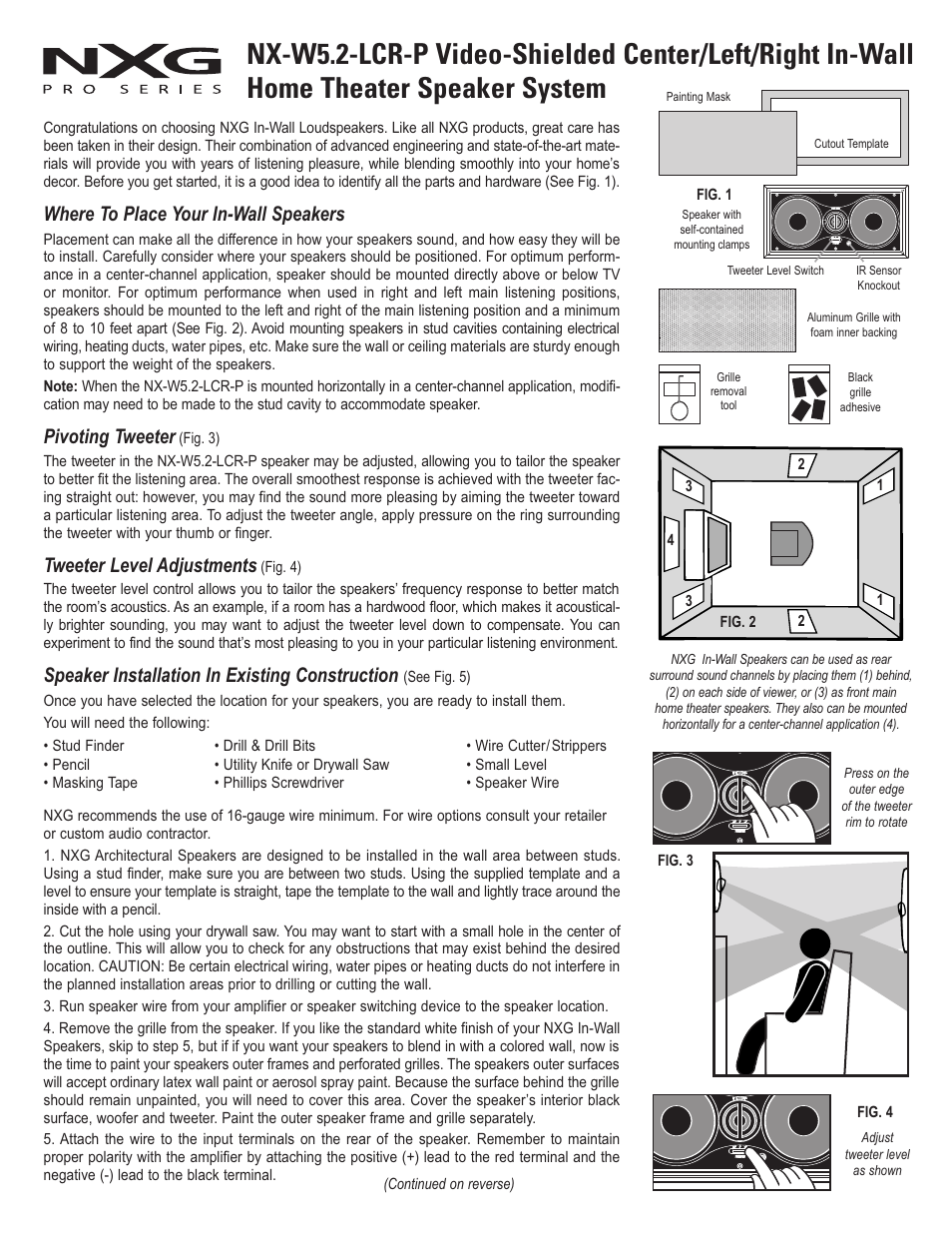 NXG Technology NX-W5.2-LCR-P User Manual | 2 pages