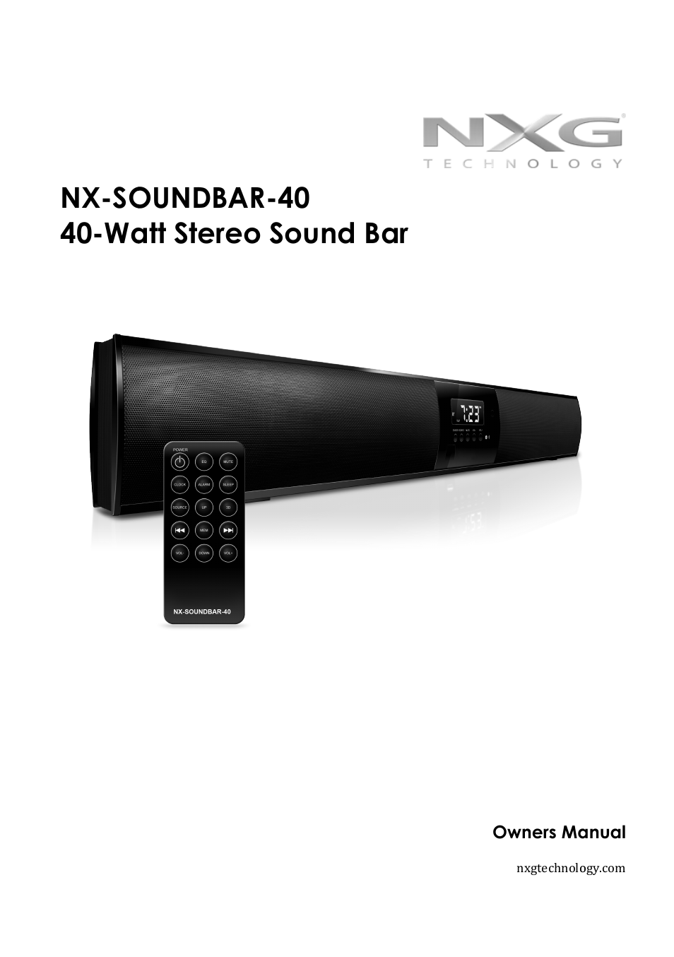 NXG Technology NX-SOUNDBAR-40 User Manual | 10 pages