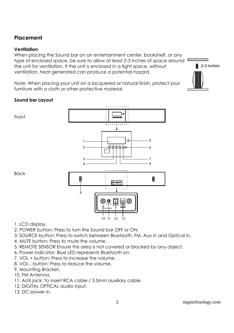 NXG Technology NX-SOUNDBAR-40 User Manual | Page 4 / 10