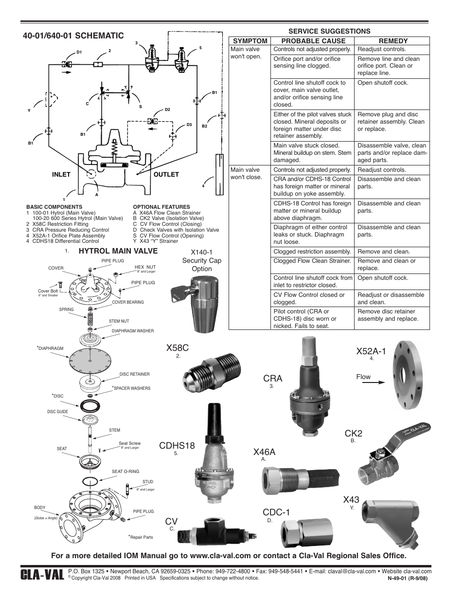 Cla-val, Cdhs18, Cdc-1 | Hytrol main valve | Cla-Val 49-01/649-01 Quick Manual User Manual | Page 2 / 2