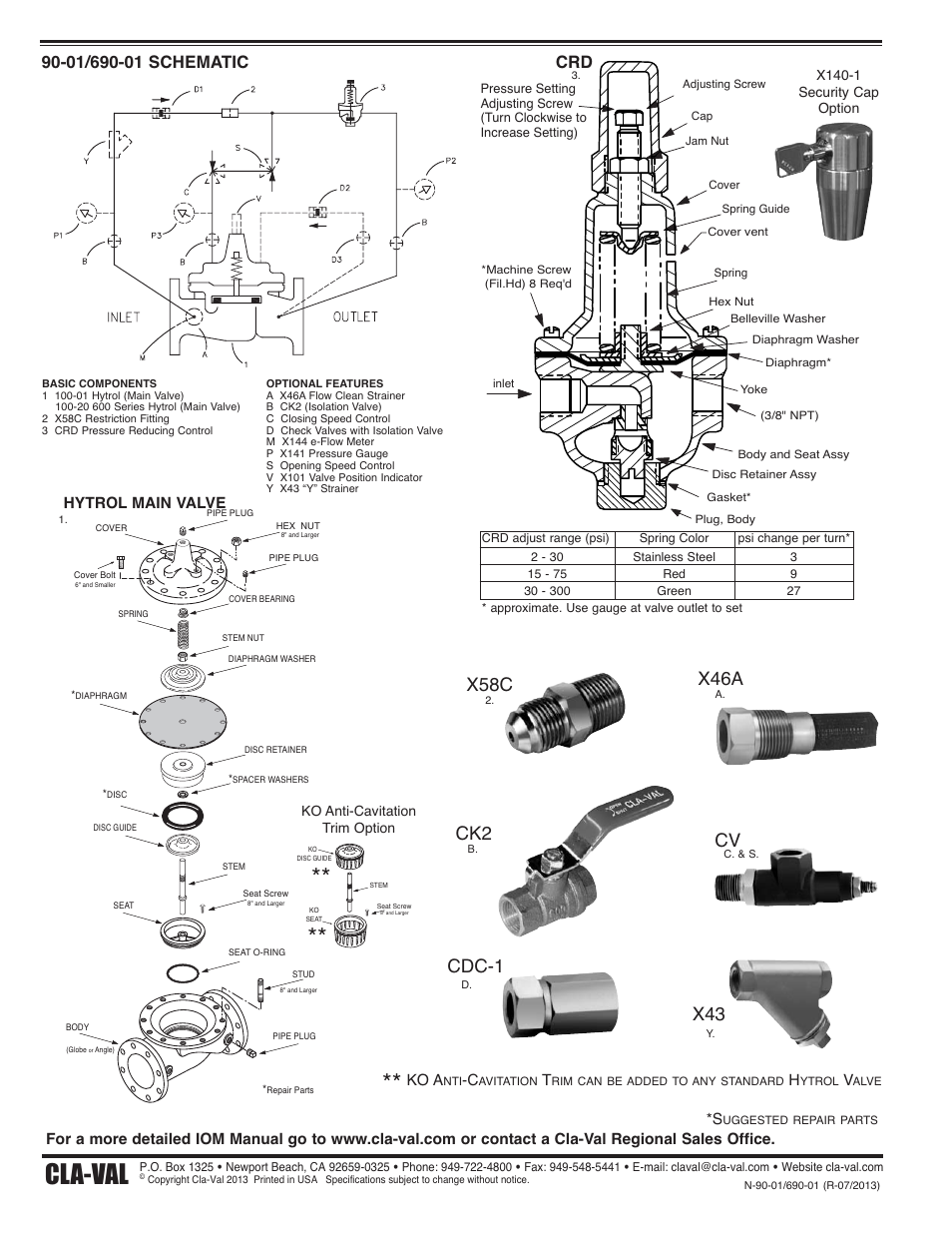 Cla-val, Hytrol main valve, Ko a | Cla-Val 90-01H/690-01H Quick Manual User Manual | Page 2 / 2