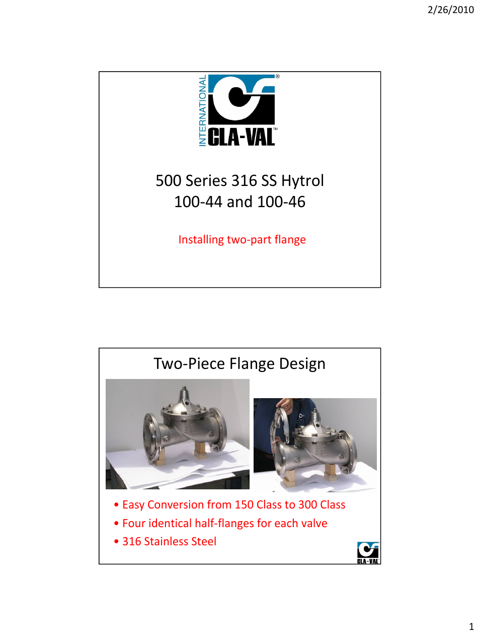 Two-piece flange design | Cla-Val 590-01/6590-01 Technical Manual User Manual | Page 10 / 21