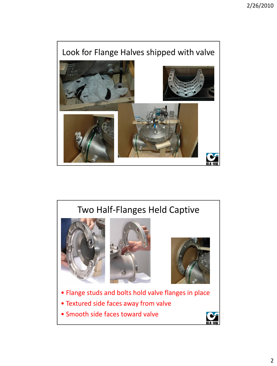 Two half-flanges held captive, Look for flange halves shipped with valve | Cla-Val 590-01/6590-01 Technical Manual User Manual | Page 11 / 21