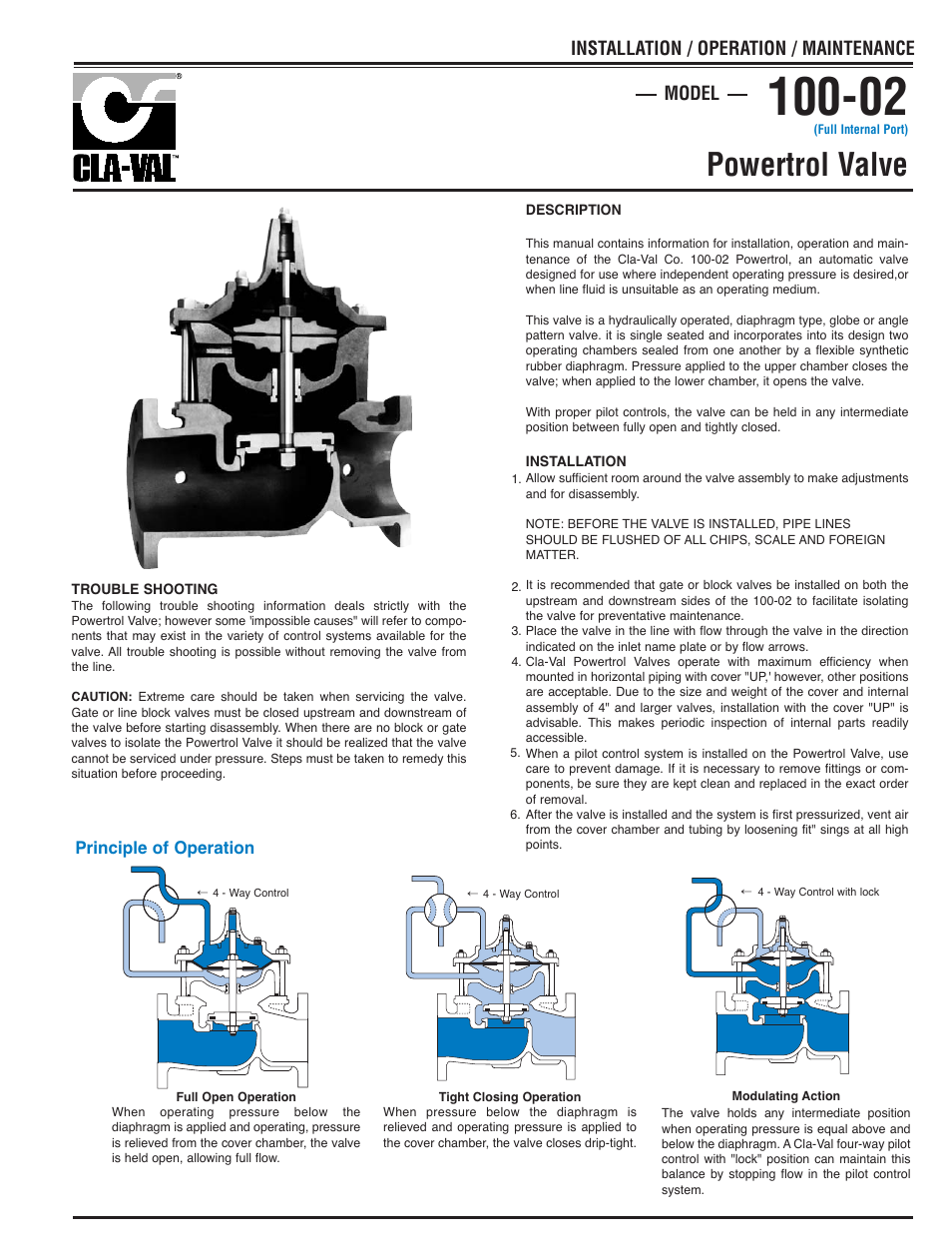 Powertrol valve, Model installation / operation / maintenance | Cla-Val 61-02/661-02 Technical Manual User Manual | Page 9 / 34