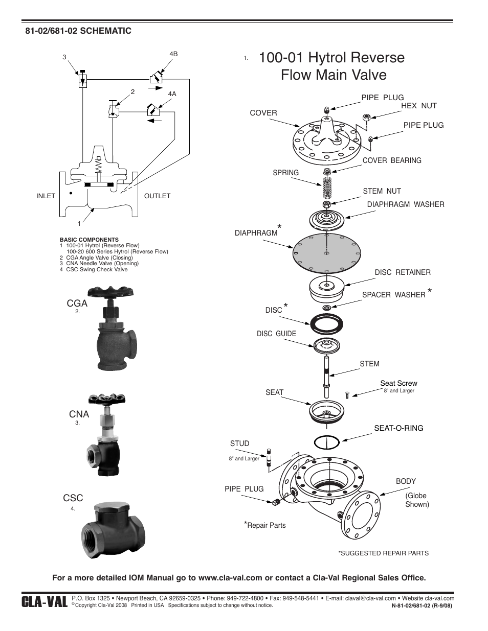 01 hytrol reverse flow main valve, Cla-val | Cla-Val 81-02/681-02 Quick Manual User Manual | Page 2 / 2