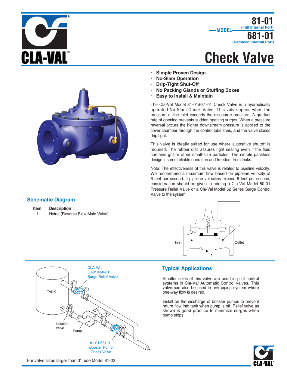 Check valve | Cla-Val 81-01/681-01 Technical Manual User Manual | Page 7 / 24