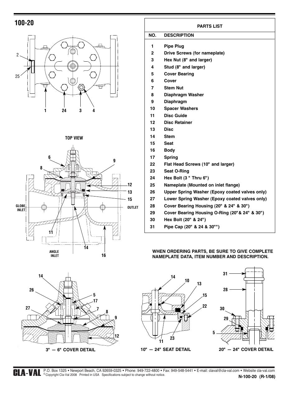 Cla-val | Cla-Val 43-01/643-01 User Manual | Page 14 / 35