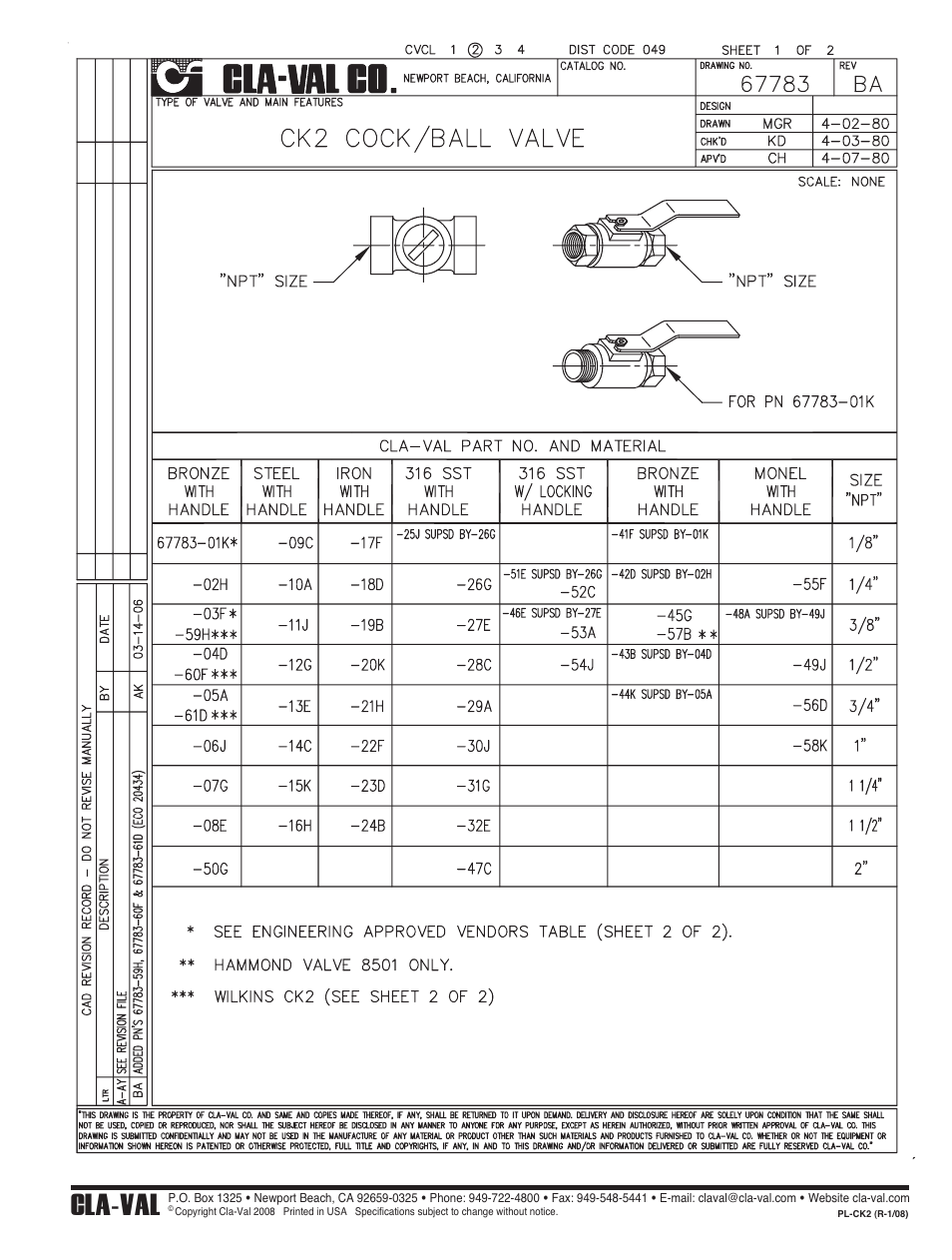 Cla-val | Cla-Val 43-01/643-01 User Manual | Page 27 / 35