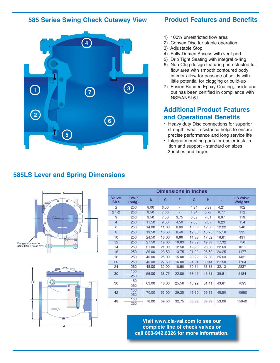 585 series swing check cutaway view | Cla-Val 585 Series User Manual | Page 2 / 4