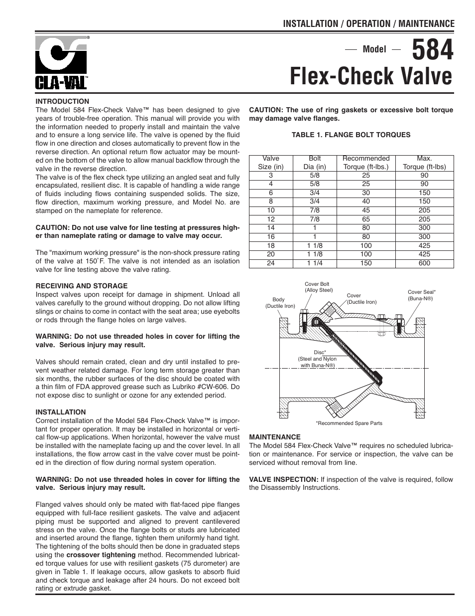 Cla-Val 584 User Manual | 2 pages