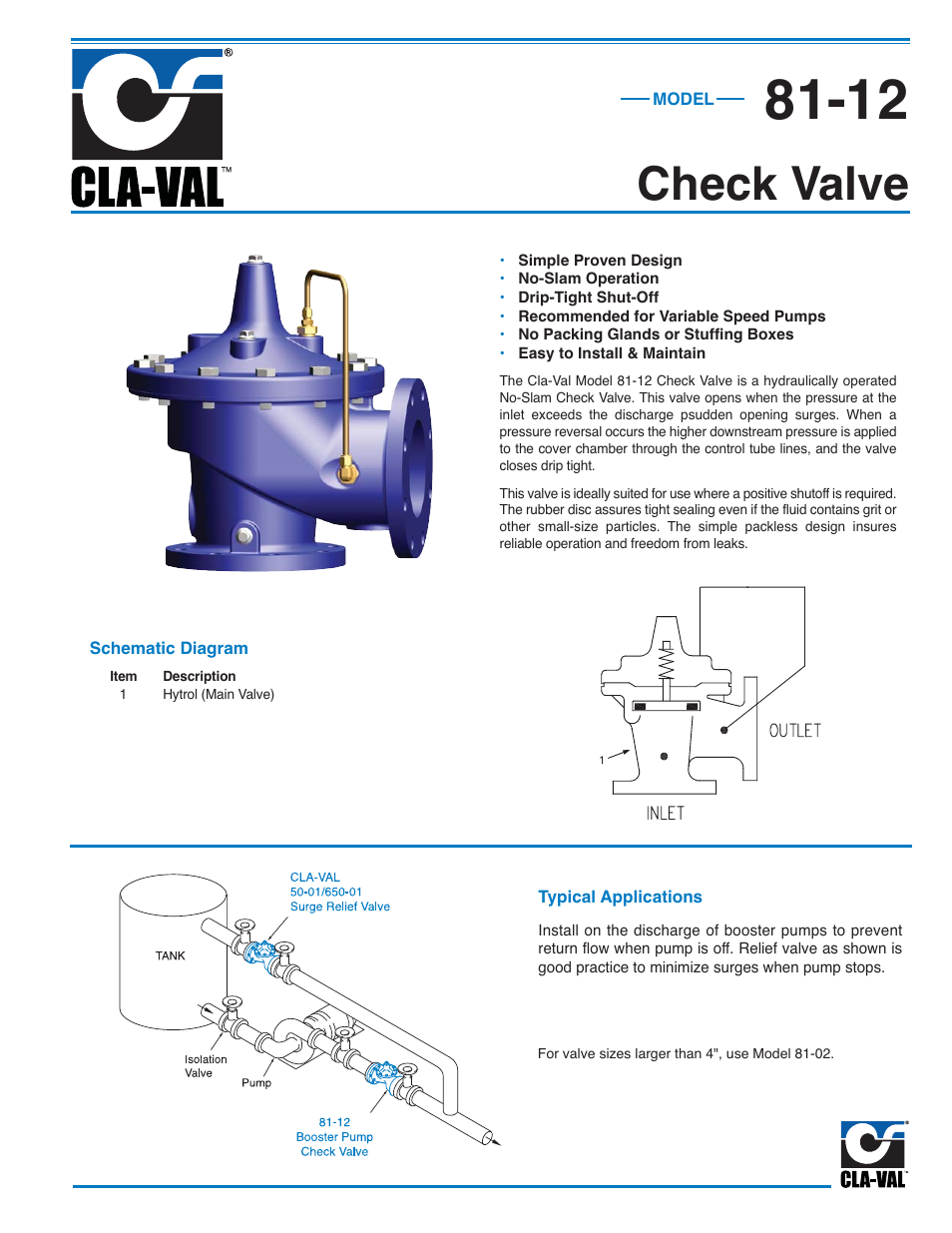 Cla-Val 81-12 User Manual | 2 pages