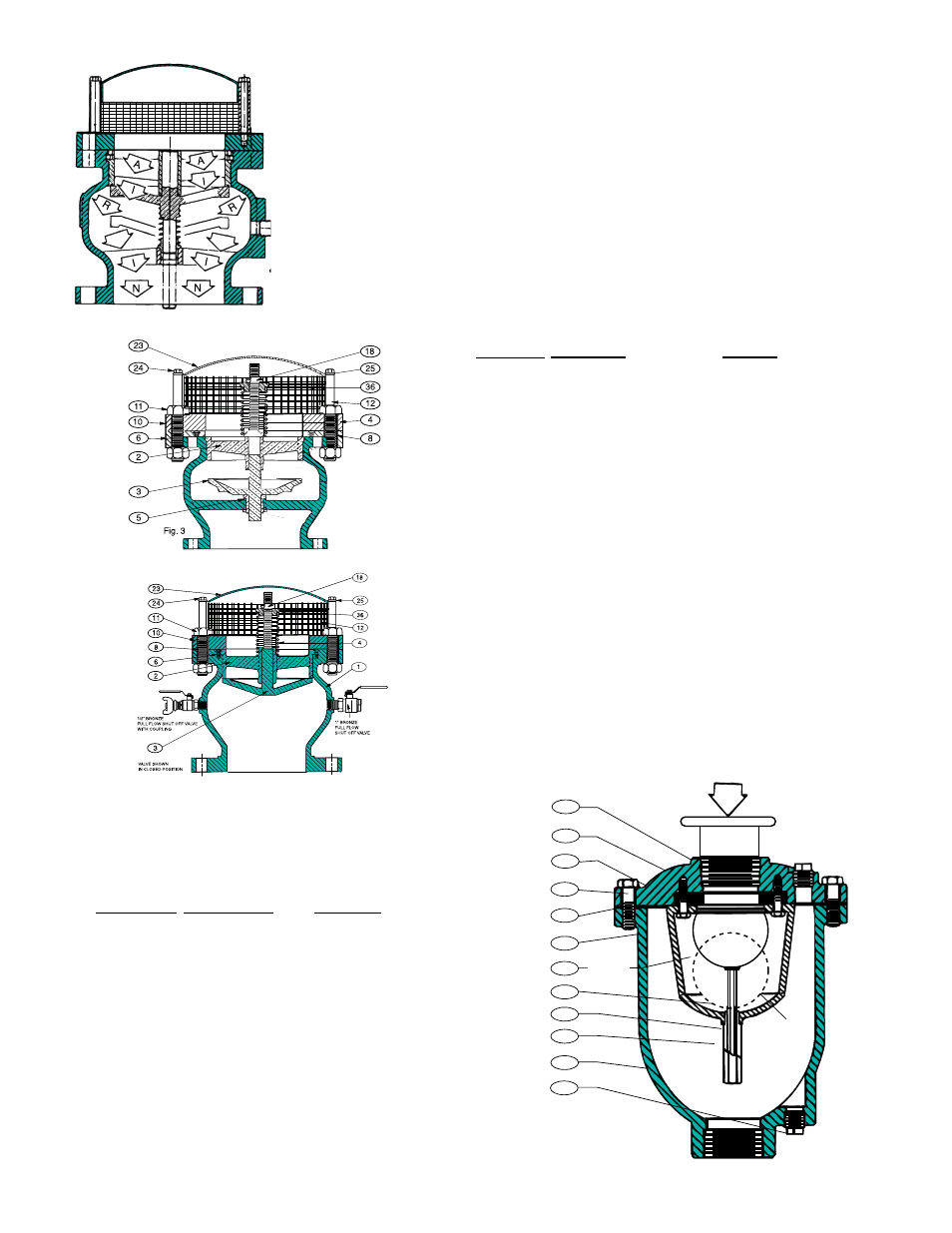 Valve construction threaded style, Detail no, Part name | Material, Valve construction flange style | Cla-Val 38VB/AR Series User Manual | Page 2 / 4