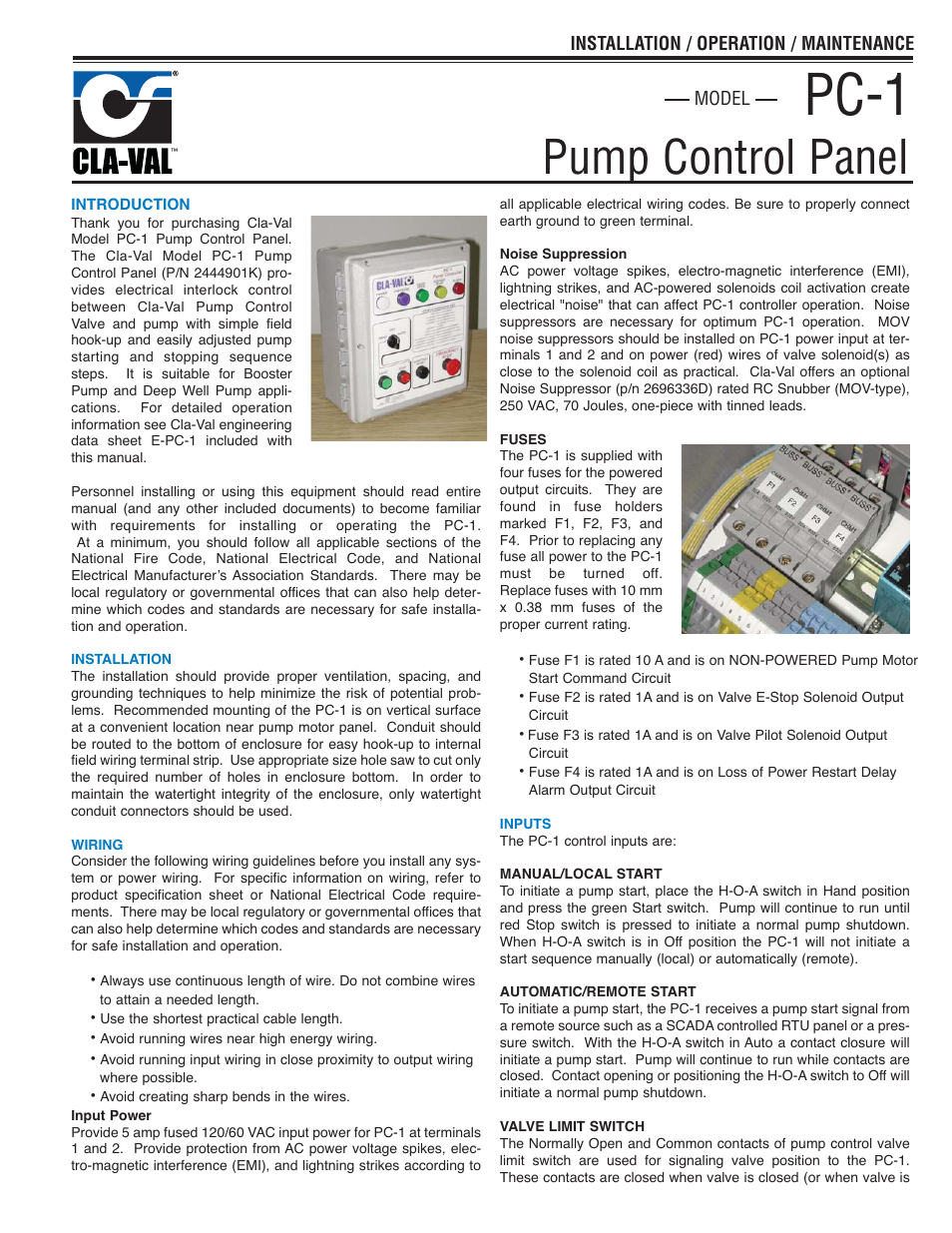 Cla-Val PC-1 User Manual | 8 pages