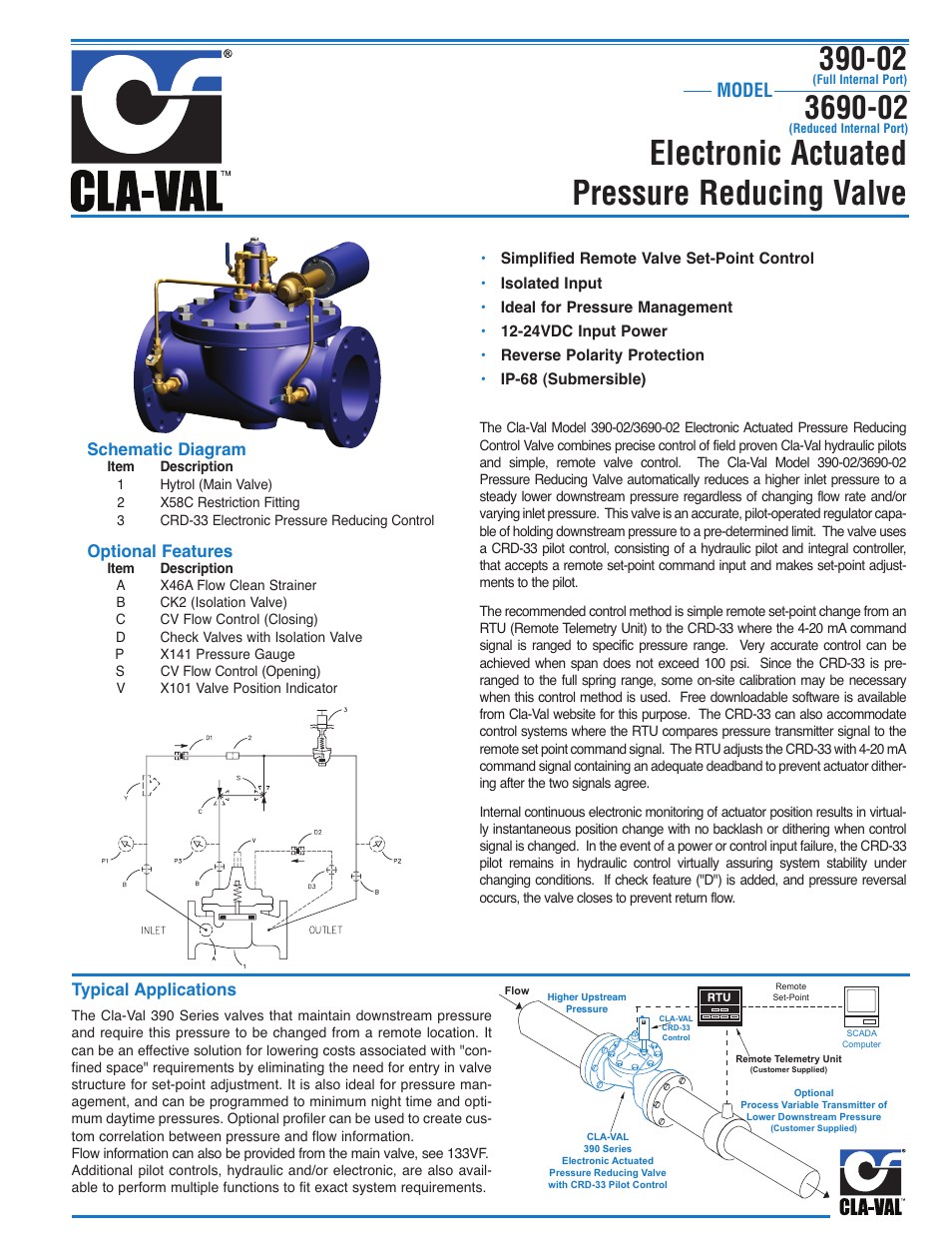 Electronic actuated pressure reducing valve, Model | Cla-Val 390-02/3690-02 User Manual | Page 5 / 44