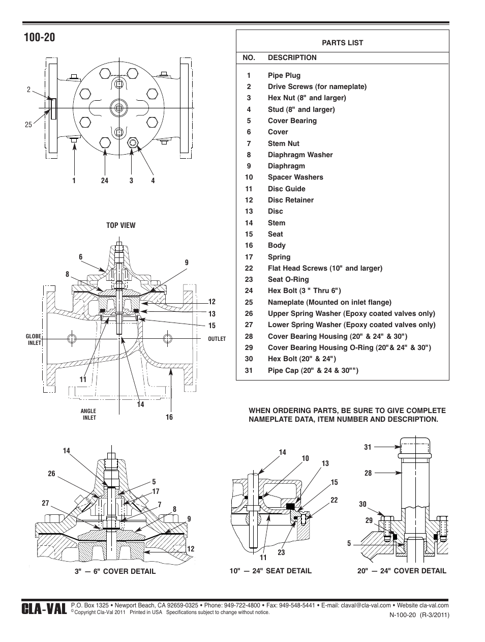 Cla-val | Cla-Val 94-01/694-01 User Manual | Page 18 / 35