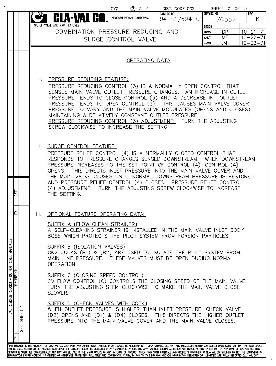 Cla-Val 94-01/694-01 User Manual | Page 3 / 35