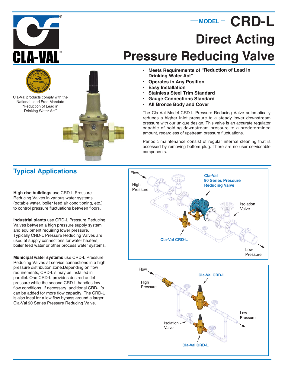 Cla-Val CRD-L User Manual | 4 pages