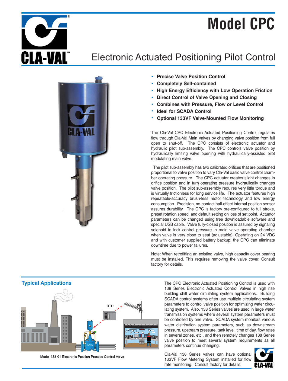 Model cpc, Electronic actuated positioning pilot control | Cla-Val 138-01/638-01 User Manual | Page 23 / 31