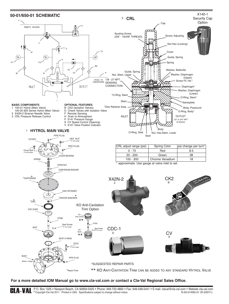 Cla-val, X42n-2 ck2, Cv cdc-1 | Hytrol main valve, Ko a | Cla-Val 50-01KO/650-01KO User Manual | Page 3 / 32