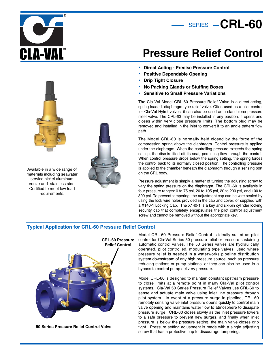 Cla-Val CRL-60 Series User Manual | 2 pages