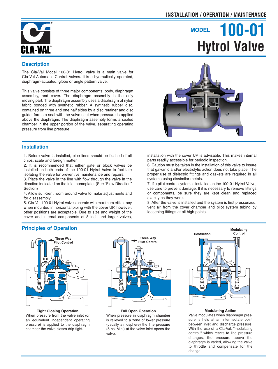 Hytrol valve | Cla-Val 50-33/650-33 User Manual | Page 4 / 23